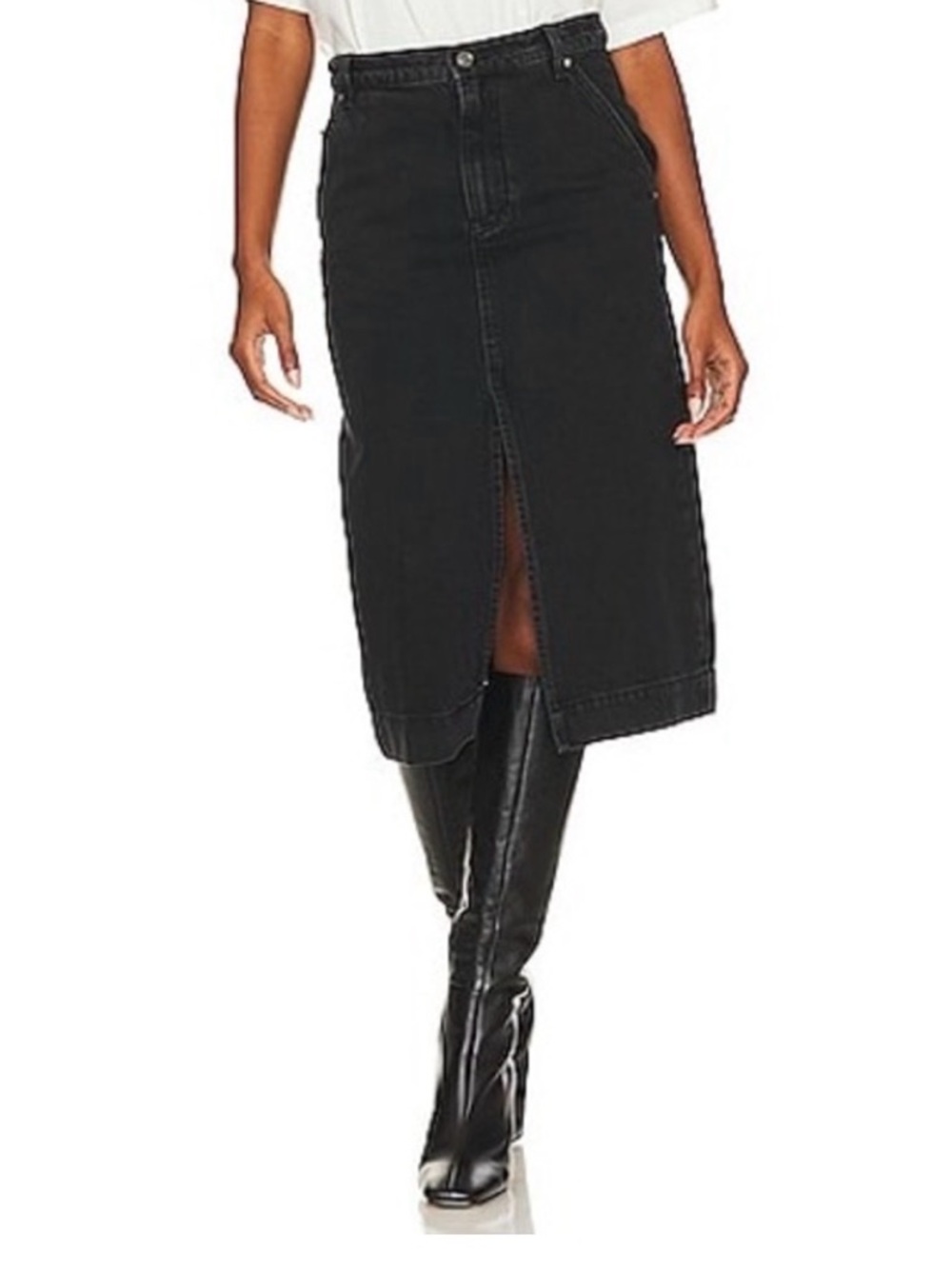 We The Free Black Denim Pencil Skirt